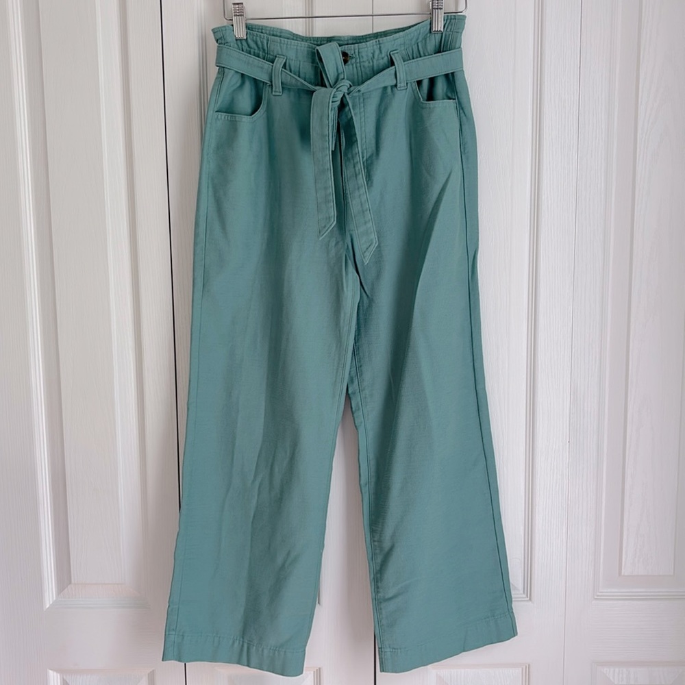 J. Crew Factory Teal Cropped Wide-Leg Pants